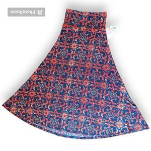LulaRoe MAXI Dress/ Skirt Small Blue and Red Design Floor Length